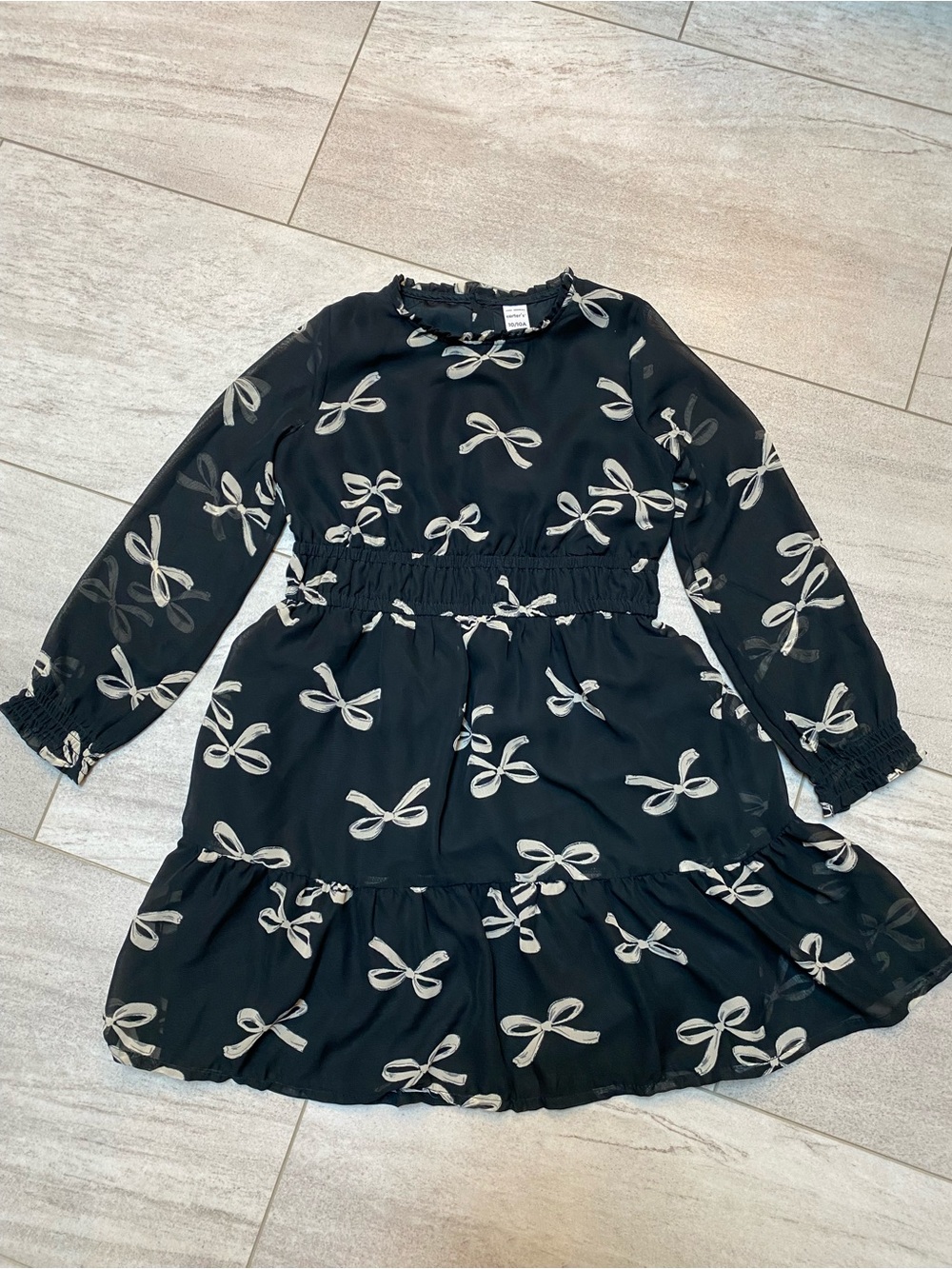 Carter's Black Dress with Cream Bow Print